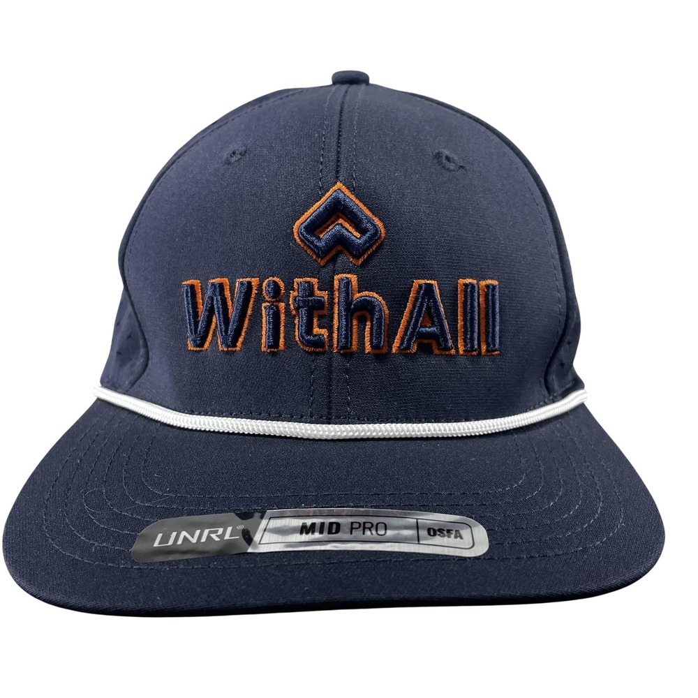 UNRL WithAll Hat Cap Snap Back One Size Mens Navy Mid Pro Rope Vented Mesh
